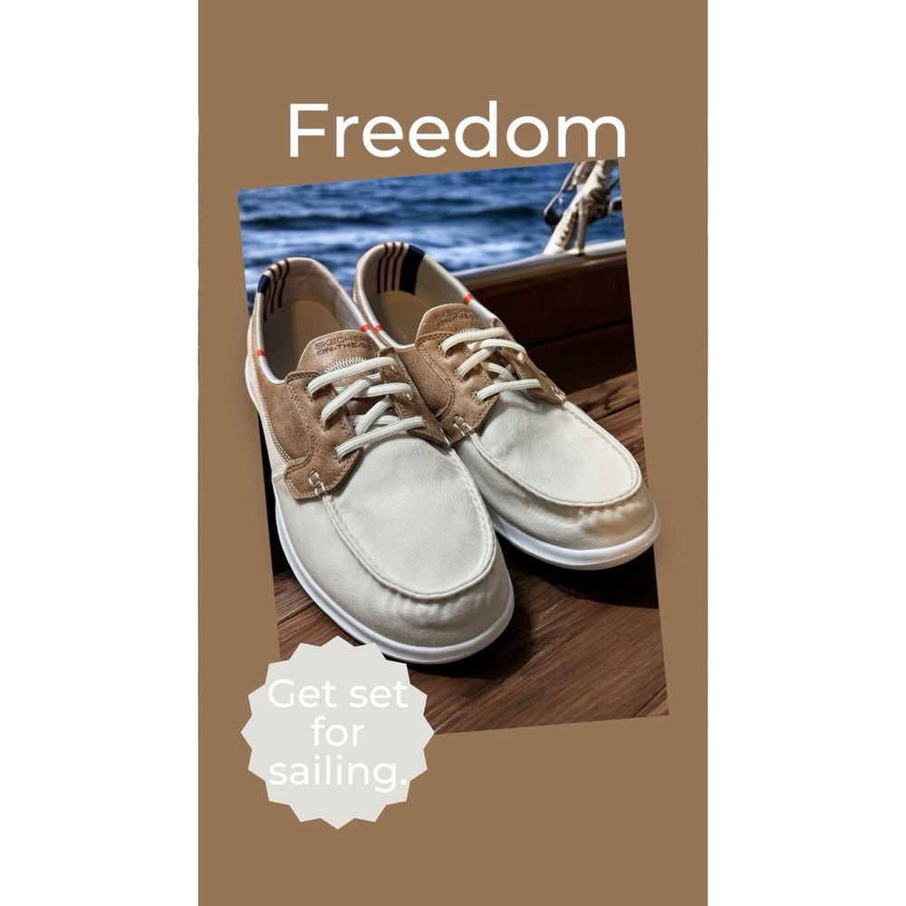 Skechers Women's Go Walk Lite Textile Boat‎ Shoe White &Leather Accent Summer
